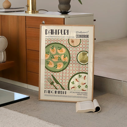 Dahi Puri Chaat Poster, Kitchen Poster, Kitchen Print, Food Poster, Modern Kitchen Decor, Food Print, India Print