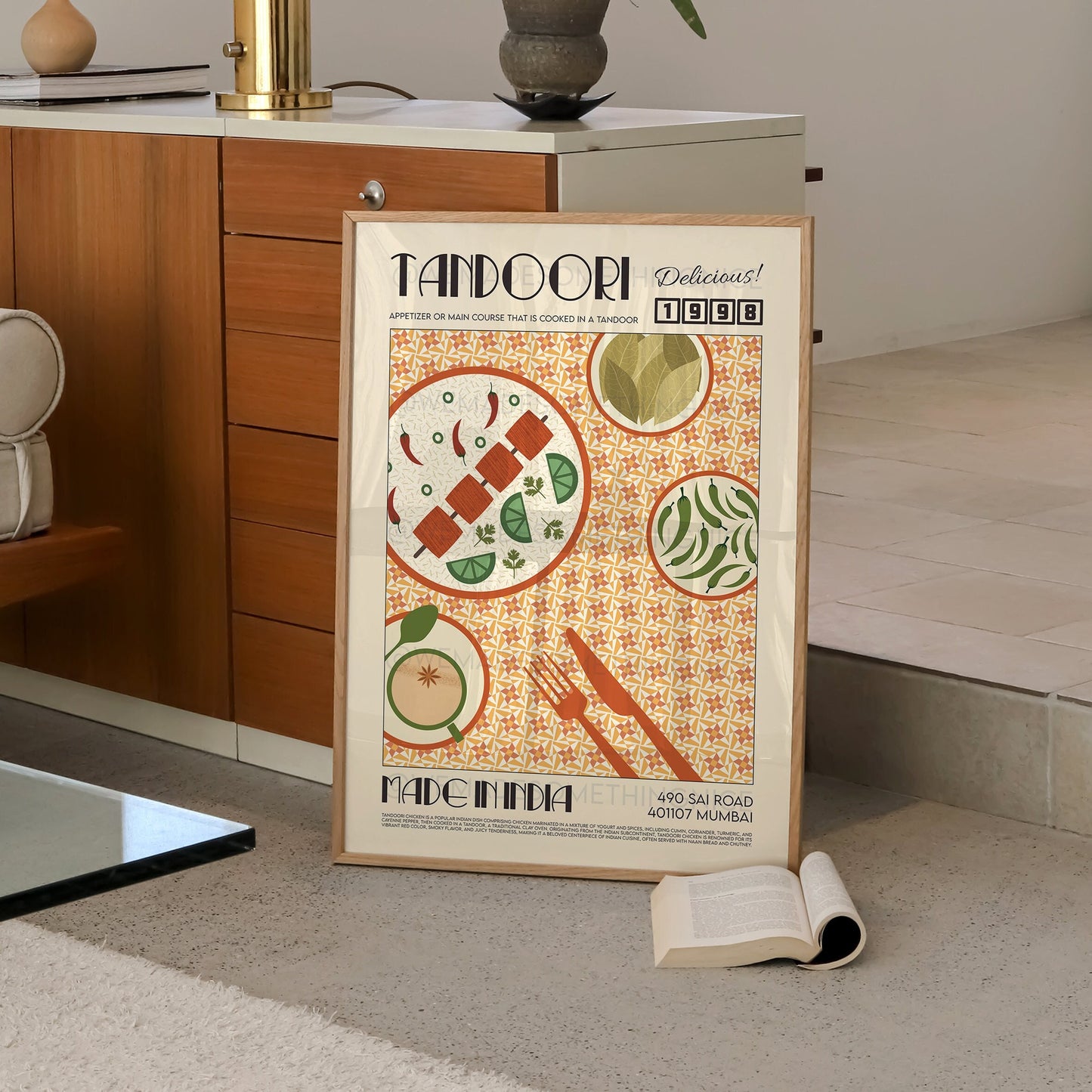 Tandoori Poster, Kitchen Poster, Kitchen Print, Modern Kitchen Decor, Travel Poster, Exhibition Poster, Retro Wall Art