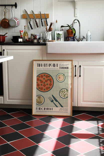 Tikka Masala Poster, Food Print, Modern Kitchen Decor, Travel Poster, Kitchen Poster, Exhibition Poster Retro Wall Art, India Print, Chicken