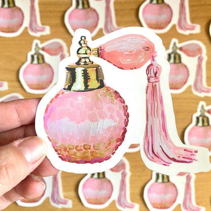 Vintage Perfume Bottle | 4" Vinyl Sticker Decal | Waterproof  Weatherproof | Bougie Pink Girly