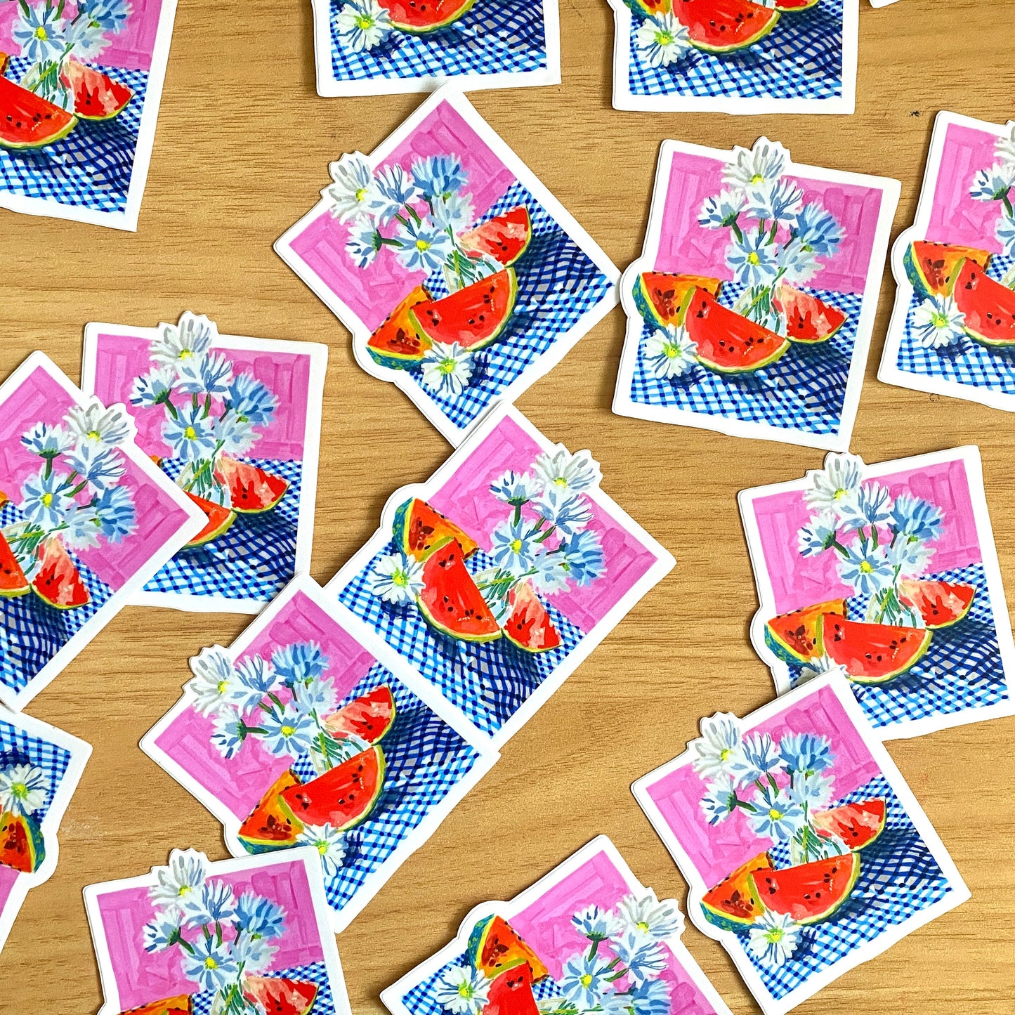 Watermelon Picnic | 3" Vinyl Sticker Decal | Waterproof Weatherproof | Watermelon Daisies