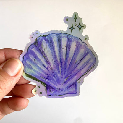 Sparkle Sea Shell | 3" Holographic Sticker Decal | Waterproof Weatherproof | Ocean Seashells