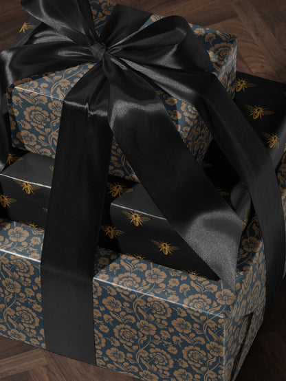 Floral Gift Wrap Blue Wrapping Paper Gift Wrap Mom Vintage Wrapping Paper Bridal Shower Gift for Bride to be Baby Shower Gift Wrap Wedding