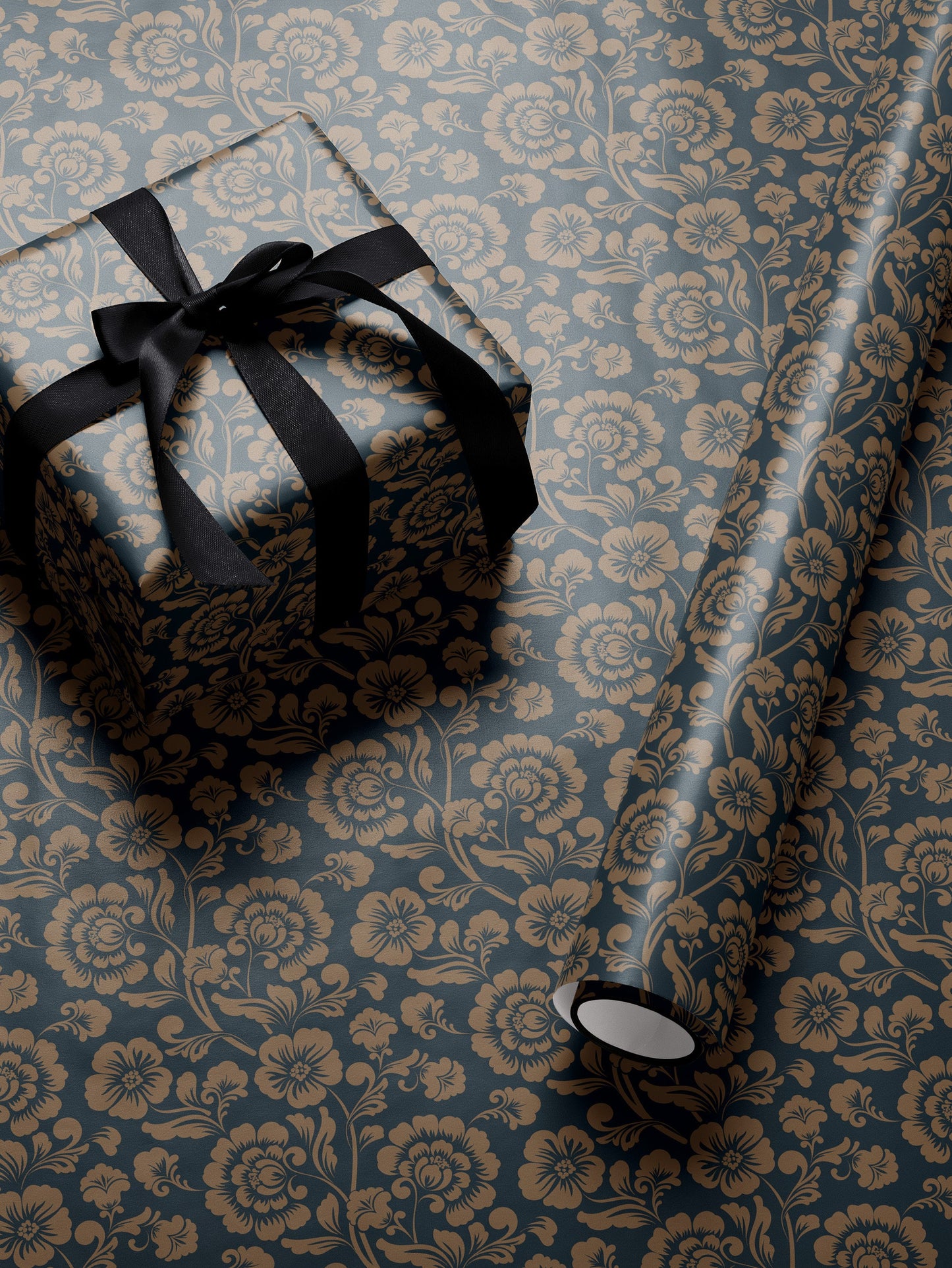 Floral Gift Wrap Blue Wrapping Paper Gift Wrap Mom Vintage Wrapping Paper Bridal Shower Gift for Bride to be Baby Shower Gift Wrap Wedding