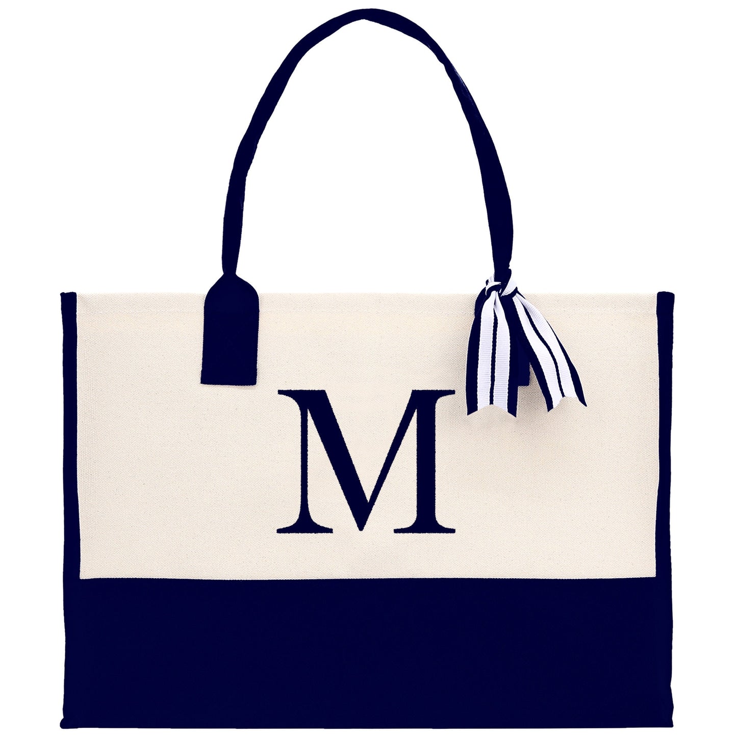 Monogram and Personalized Name Cotton Canvas Tote Bag Initial Tote Bag Letter Tote Bag Birthday Gift Bag Beach Bag Custom Monogrammed Bag