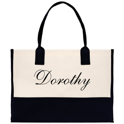 Monogram and Personalized Name Cotton Canvas Tote Bag Initial Tote Bag Letter Tote Bag Birthday Gift Bag Beach Bag Custom Monogrammed Bag
