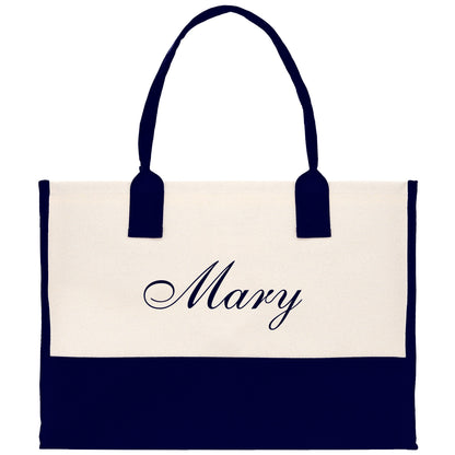 Monogram and Personalized Name Cotton Canvas Tote Bag Initial Tote Bag Letter Tote Bag Birthday Gift Bag Beach Bag Custom Monogrammed Bag