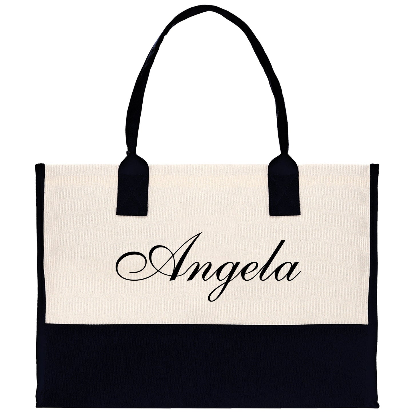 Monogram and Personalized Name Cotton Canvas Tote Bag Initial Tote Bag Letter Tote Bag Birthday Gift Bag Beach Bag Custom Monogrammed Bag