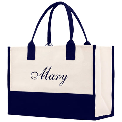Monogram and Personalized Name Cotton Canvas Tote Bag Initial Tote Bag Letter Tote Bag Birthday Gift Bag Beach Bag Custom Monogrammed Bag