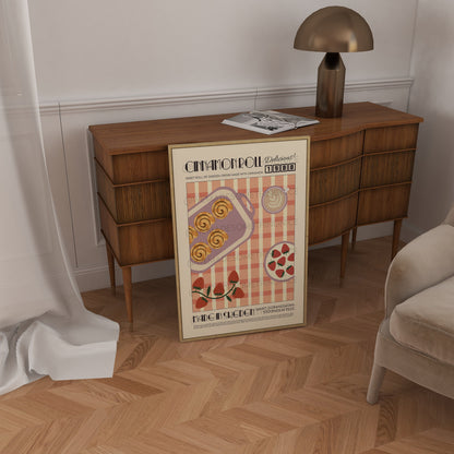 Cinnamon Roll Poster, Kitchen Poster, Kitchen Print, Food Poster, Modern Kitchen Decor, Retro Poster, Kitchen Art, Exhibition Poster