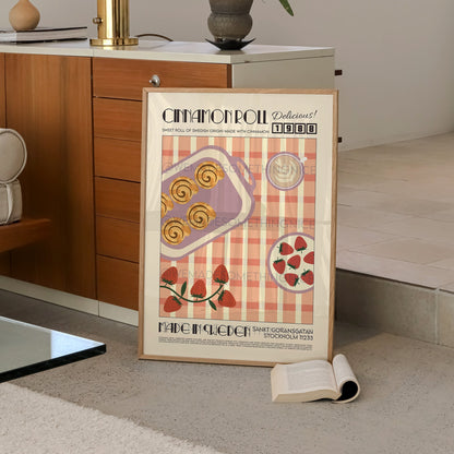 Cinnamon Roll Poster, Kitchen Poster, Kitchen Print, Food Poster, Modern Kitchen Decor, Retro Poster, Kitchen Art, Exhibition Poster