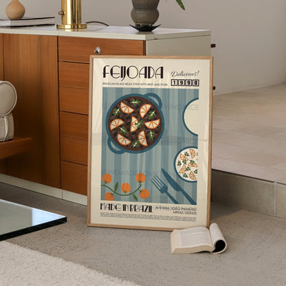 Portuguese Feijoada Poster, Food Print, Modern Kitchen Decor, Retro Poster, Pop Art, Kitchen Art, Exhibition Poster, Housewarming