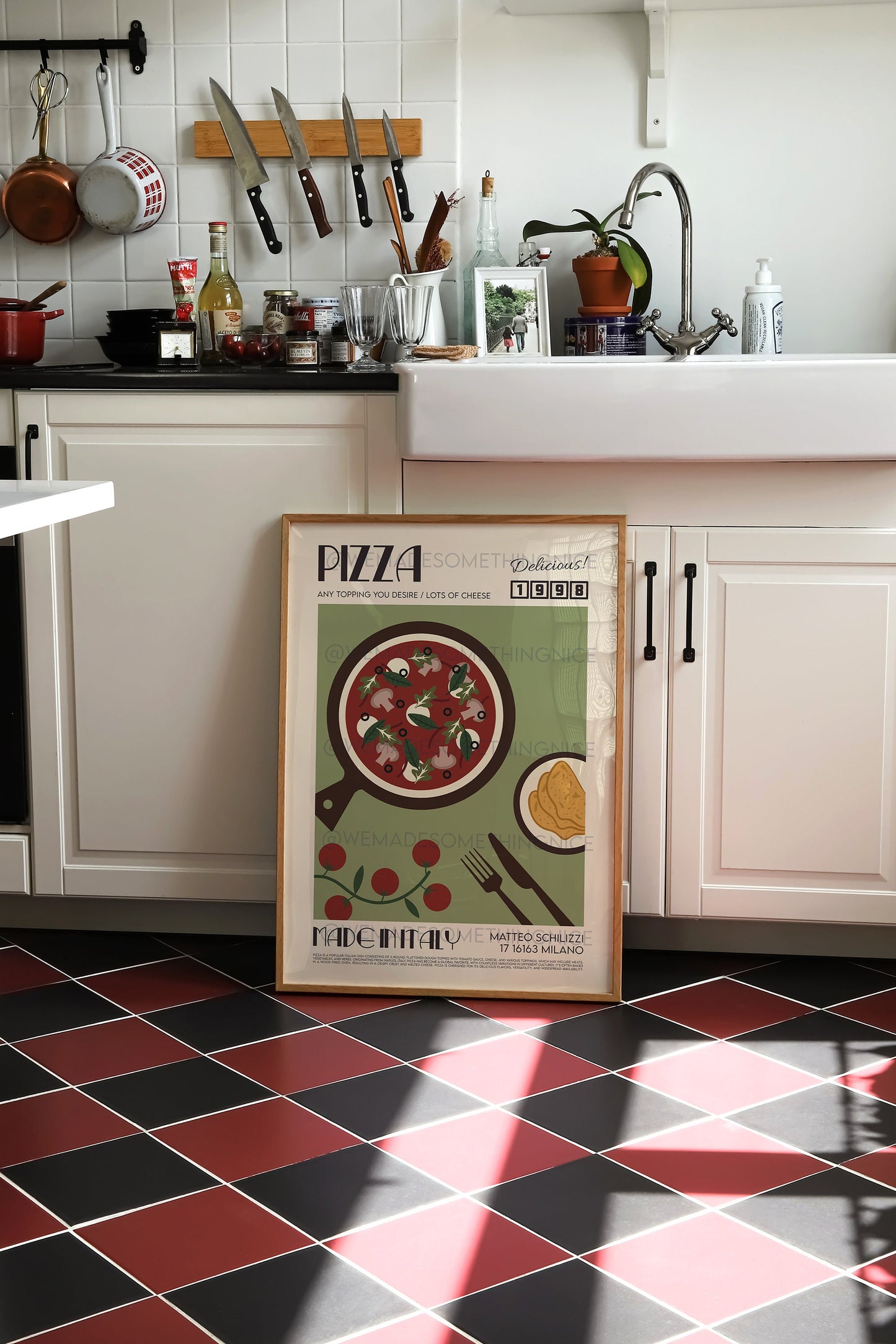 Pizza Print, Kitchen Poster, Kitchen Print, Food Poster, Kitchen Art, Kitchen Decor, Food Art, Mid Century Modern,