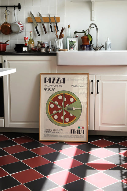 Pizza Print, Kitchen Art, Kitchen Poster, Kitchen Print, Italia Art, Food Poster, Food Print, Kitchen Decor, Food Art