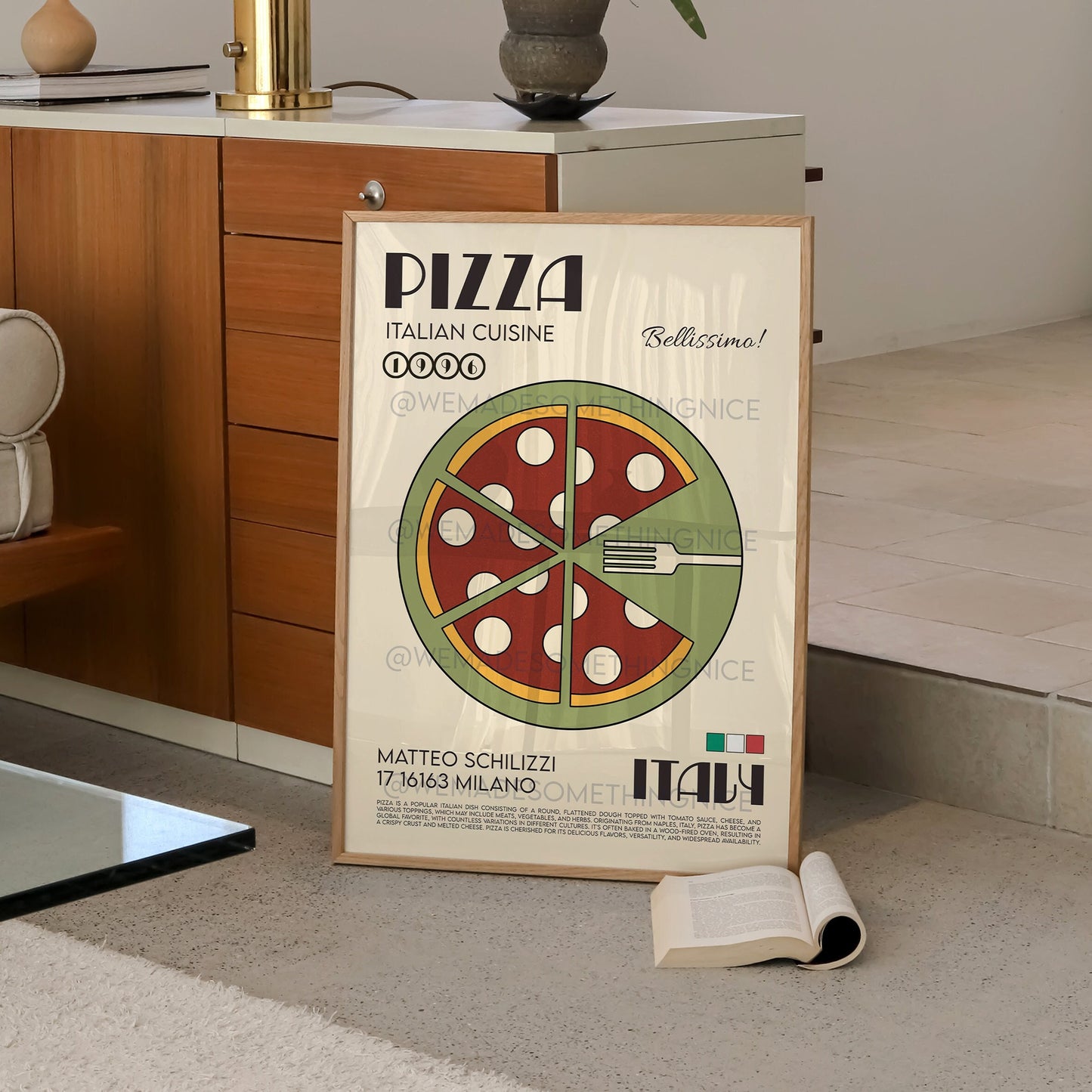 Pizza Print, Kitchen Art, Kitchen Poster, Kitchen Print, Italia Art, Food Poster, Food Print, Kitchen Decor, Food Art