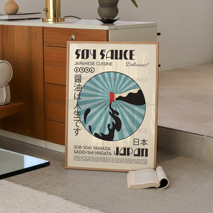 Soy Sauce Poster, Kitchen Art, Asian wall Art, Kitchen Decor, Trendy Wall Art, Retro Wall Art, Japanese Art