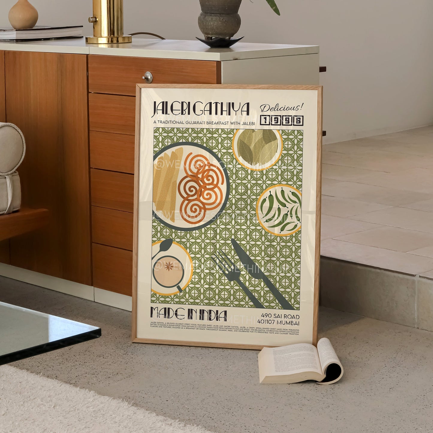 Jalebi Gathiya Poster, Food Print, Modern Kitchen Decor, Travel Poster, Kitchen Poster, Exhibition Poster Retro Wall Art, India Print