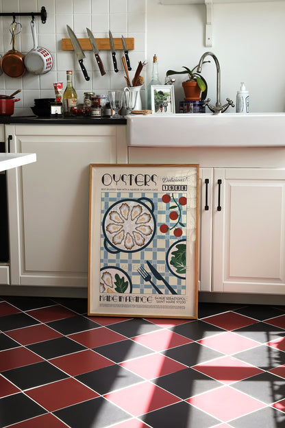 Oysters Poster, Kitchen Poster, Kitchen Print, Food Print, Modern Kitchen Decor, Retro Poster, Pop Art, Kitchen Art, Exhibition Poster