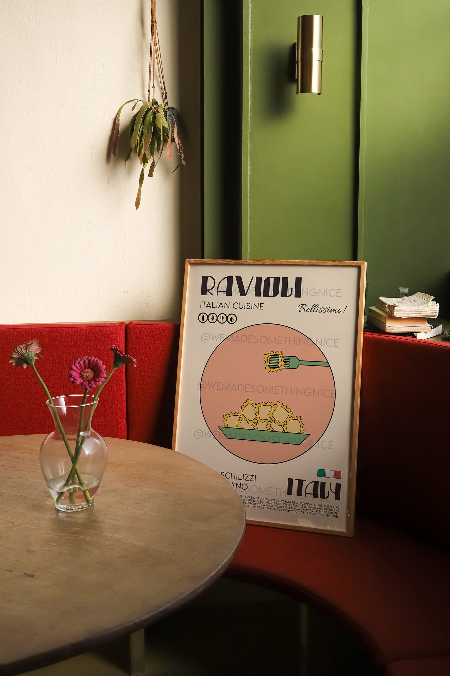 Ravioli Poster, Pasta Poster, Kitchen Poster, Kitchen Print, Retro Wall Art, Modern Kitchen Decor, Illustration, Kitchen Art, Chef Print