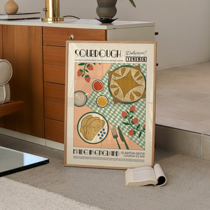Sourdough Print, Kitchen Art, Kitchen Print, Food Poster, Modern Kitchen Decor, Retro Poster, Pop Art, Kitchen Art, Exhibition Poster