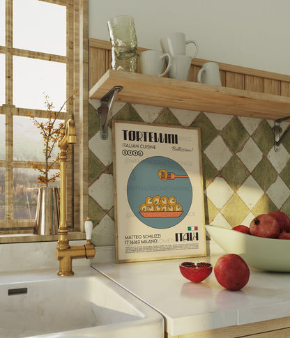 Tortellini Poster, Pasta Poster, Kitchen Poster, Kitchen Print, Modern Kitchen Decor, Illustration, Kitchen Art, Pasta Print, Retro Wall Art