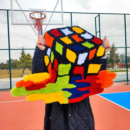 Rubik's Cube Rug,Game Decor,Irregular Rug,Handmade Gift,Colorful Rug,Cool Rugs,Game Rug,Tufted Rug,Handmade Rug,Custom Rug,Area Rug