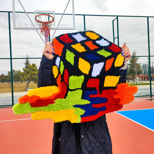 Rubik's Cube Rug,Game Decor,Irregular Rug,Handmade Gift,Colorful Rug,Cool Rugs,Game Rug,Tufted Rug,Handmade Rug,Custom Rug,Area Rug