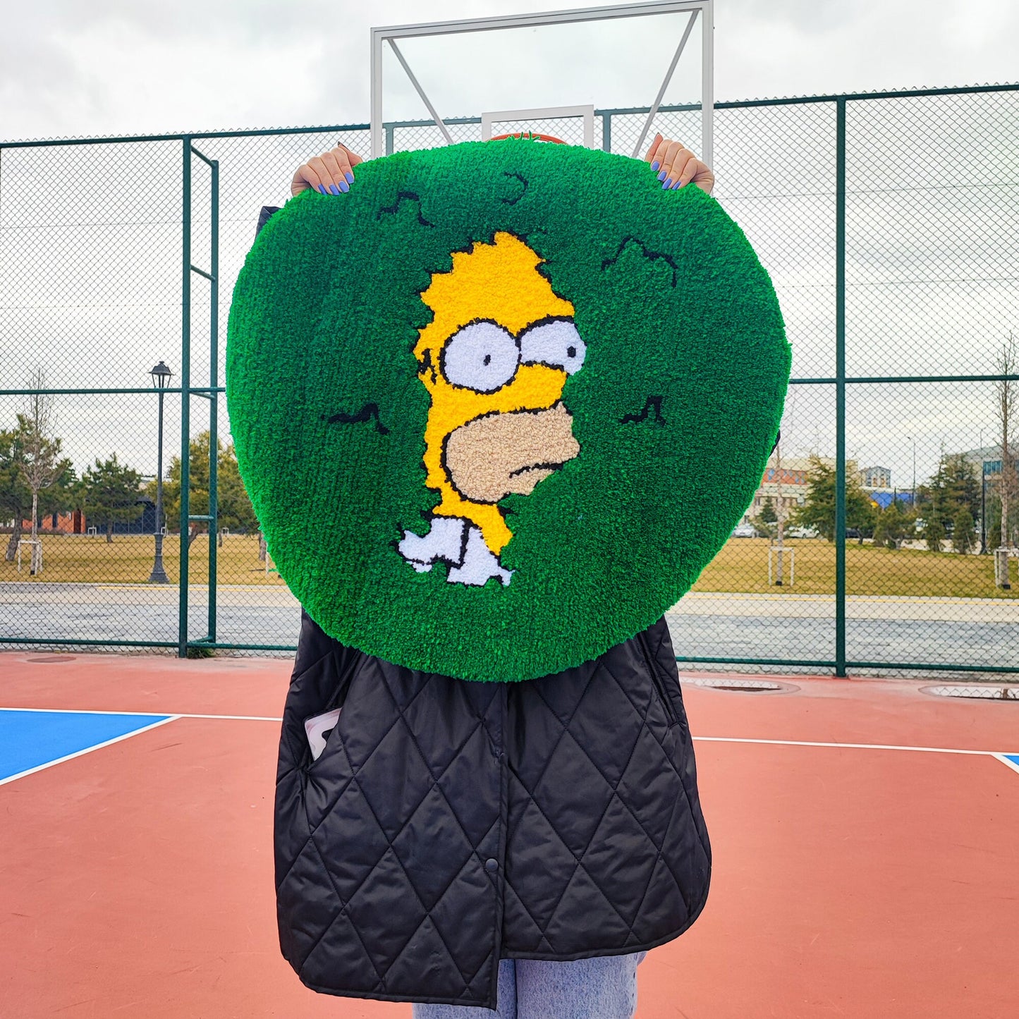 Simpsons Rug,Round Rug,Tufted Rug,Cool Rugs,Green Rug,Gift for Her Unique Rug,Area Rug,Anime Rug,Handmade Rug,Custom Rug,Home Decor