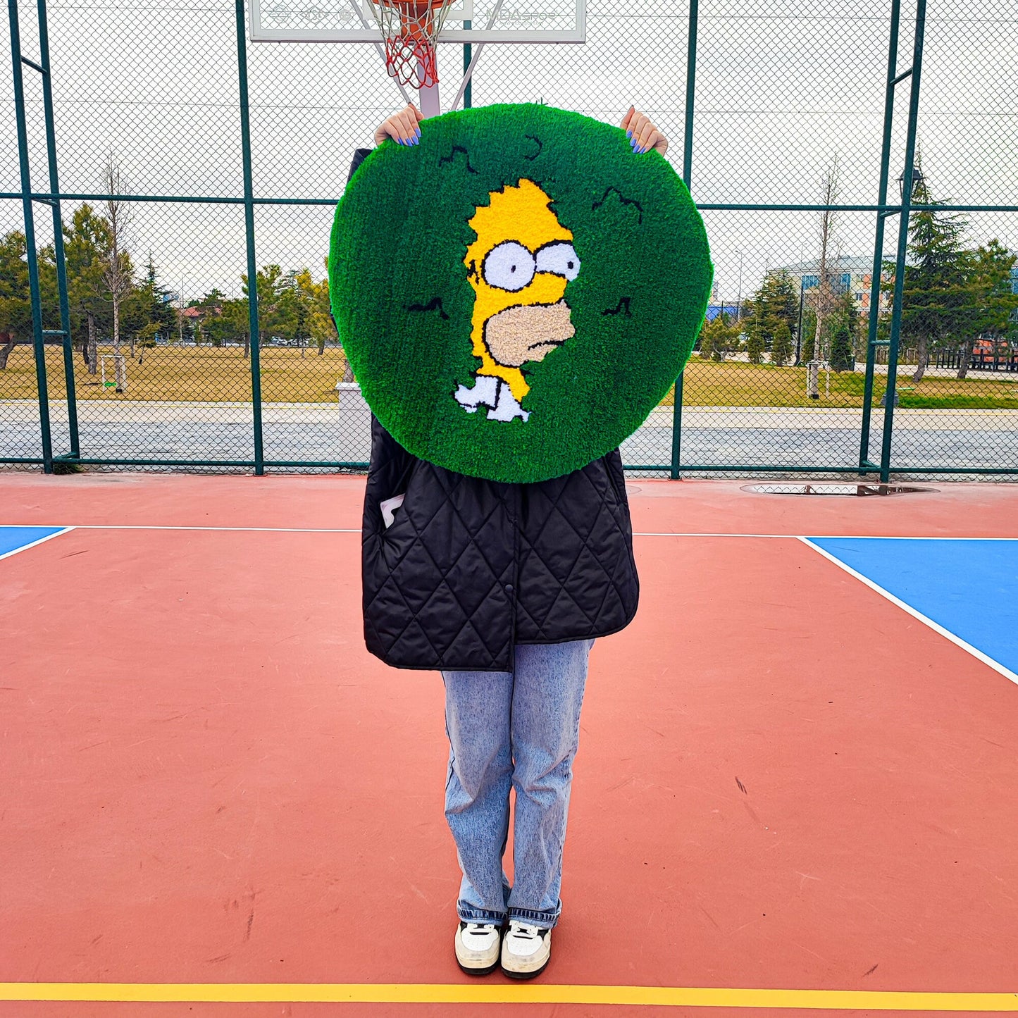 Simpsons Rug,Round Rug,Tufted Rug,Cool Rugs,Green Rug,Gift for Her Unique Rug,Area Rug,Anime Rug,Handmade Rug,Custom Rug,Home Decor