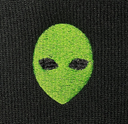 ALIEN Beanie, Green Alien Embroidered Beanie, Space Galactic Winter Cap Extraterrestrial Area 51 Embroidered Beanie, Rave Beanie