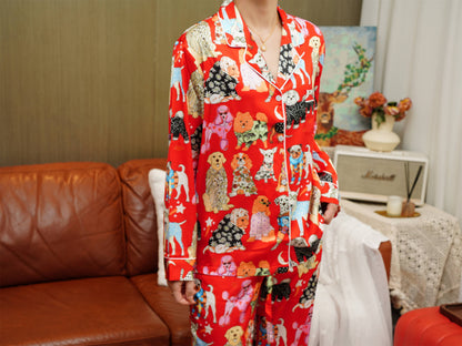 Dogs Print Long Pyjama Set, Best Gift For Dog people, Pajama Set For Women , Christmas Gift For Her,Could Be Wear Outside