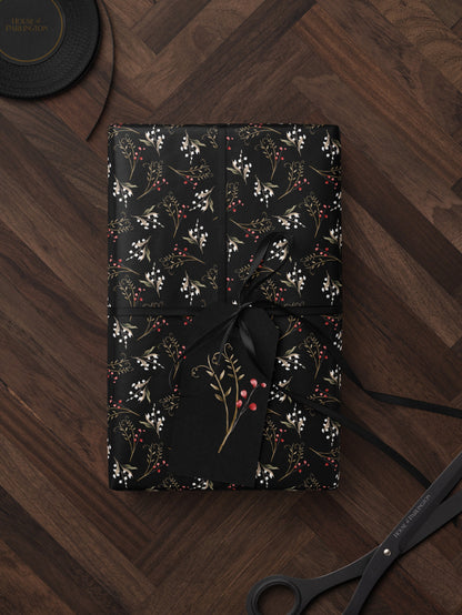 Floral Gift Wrap Botanical Flower Print Wrapping Paper Pattern Botanical Print Gift Wrap Wedding Wrapping Paper Roll Elegant Gift Wrap