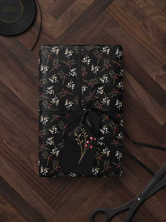 Floral Gift Wrap Botanical Flower Print Wrapping Paper Pattern Botanical Print Gift Wrap Wedding Wrapping Paper Roll Elegant Gift Wrap