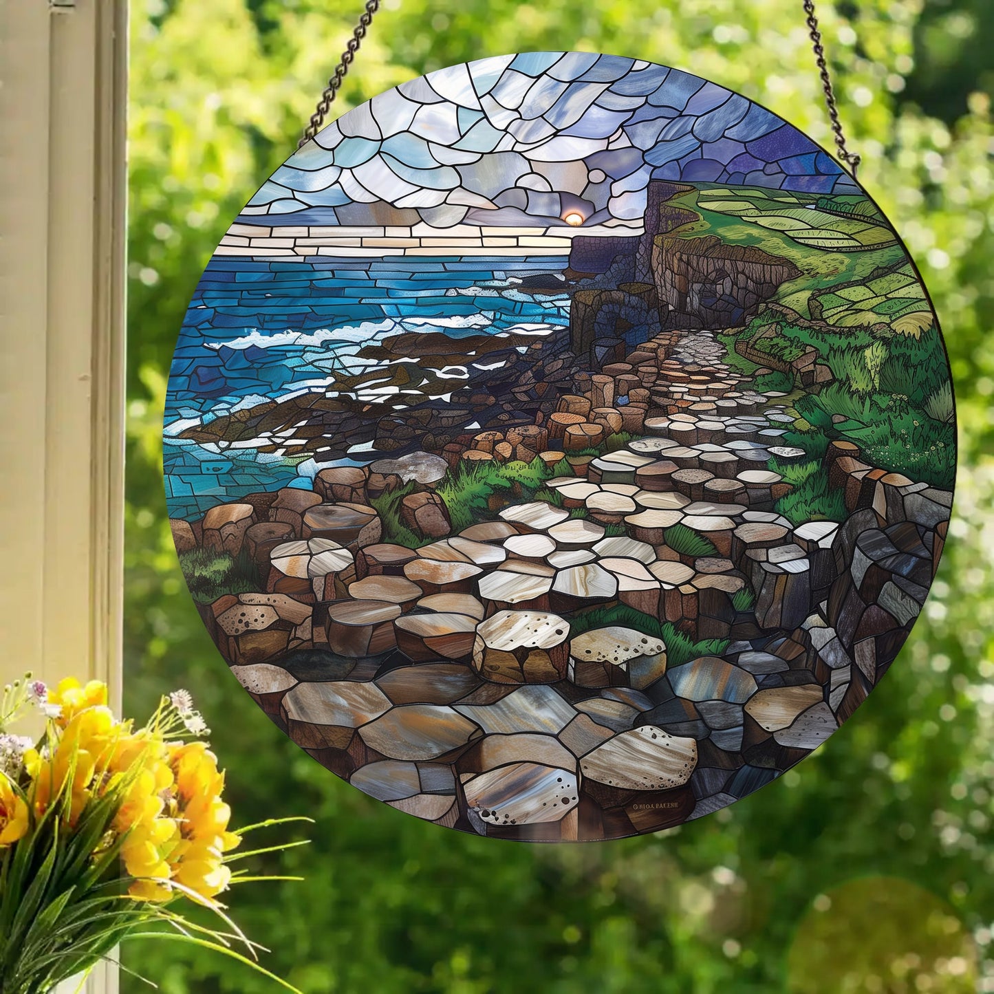 Ireland - Giant's Causeway: Stained Glass Style Window Hanging