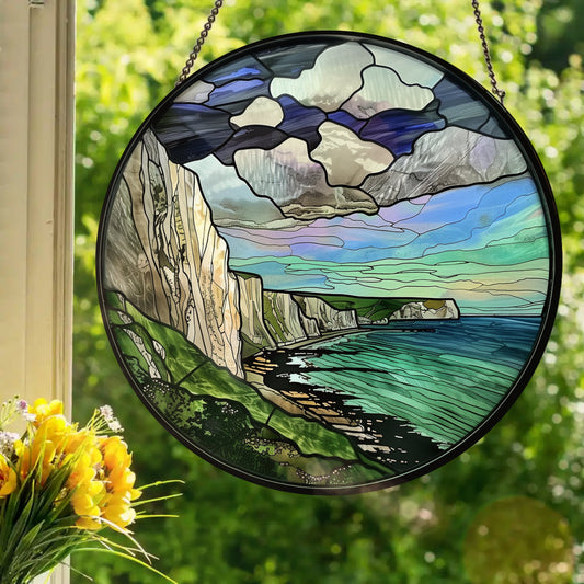 White Cliffs of Dover: Stained Glass Style Window Hanging