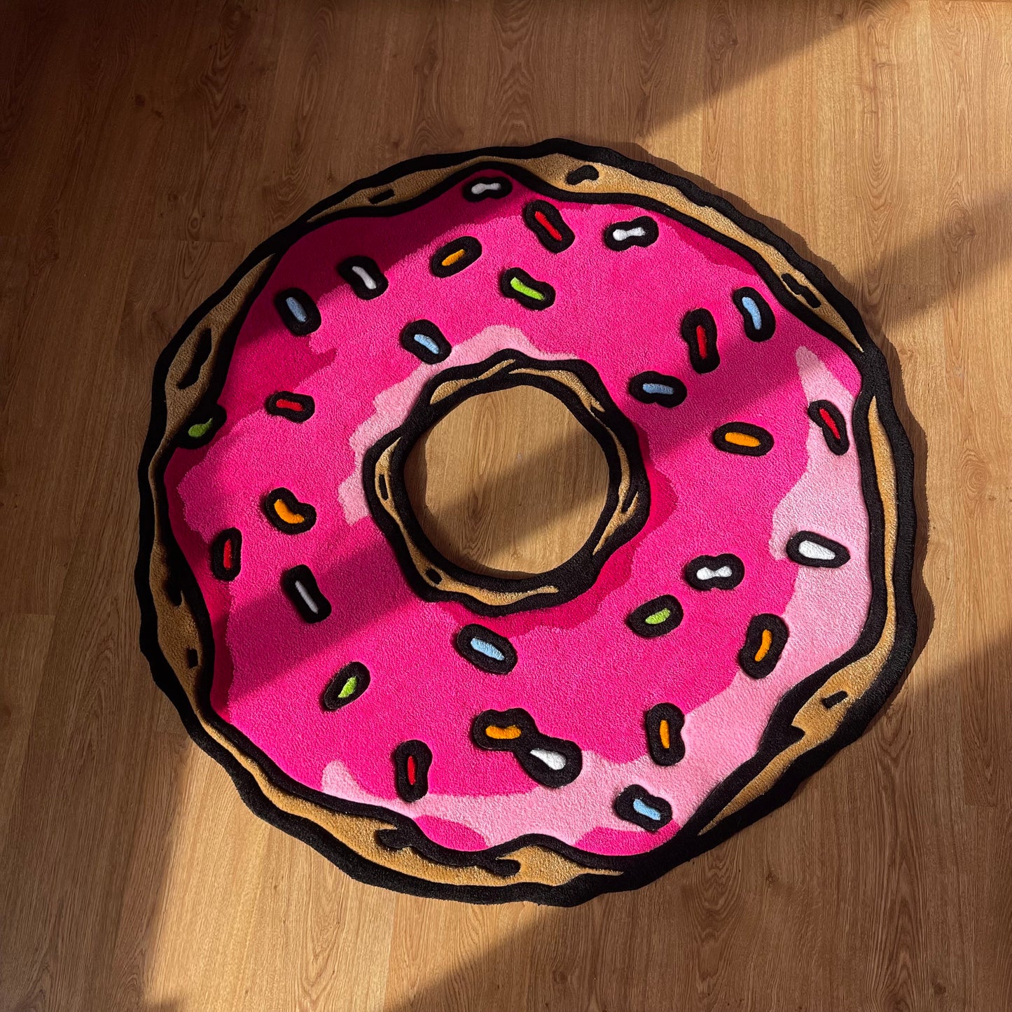 Handmade Tufted Pink Donut Rug - Perfect Gift for Friends, Girlfriends, Kids, Colleagues and Cartoon Fans