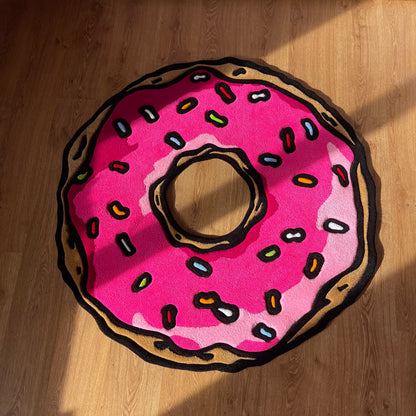 Handmade Tufted Pink Donut Rug - Perfect Gift for Friends, Girlfriends, Kids, Colleagues and Cartoon Fans