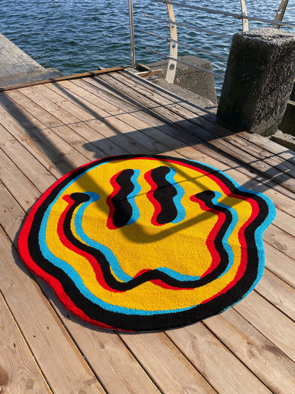 Abstract Smile Rug: Trippy Living Room Decor Carpet