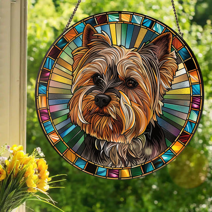 Yorkshire Terrier: Stained Glass Style Window Hanging