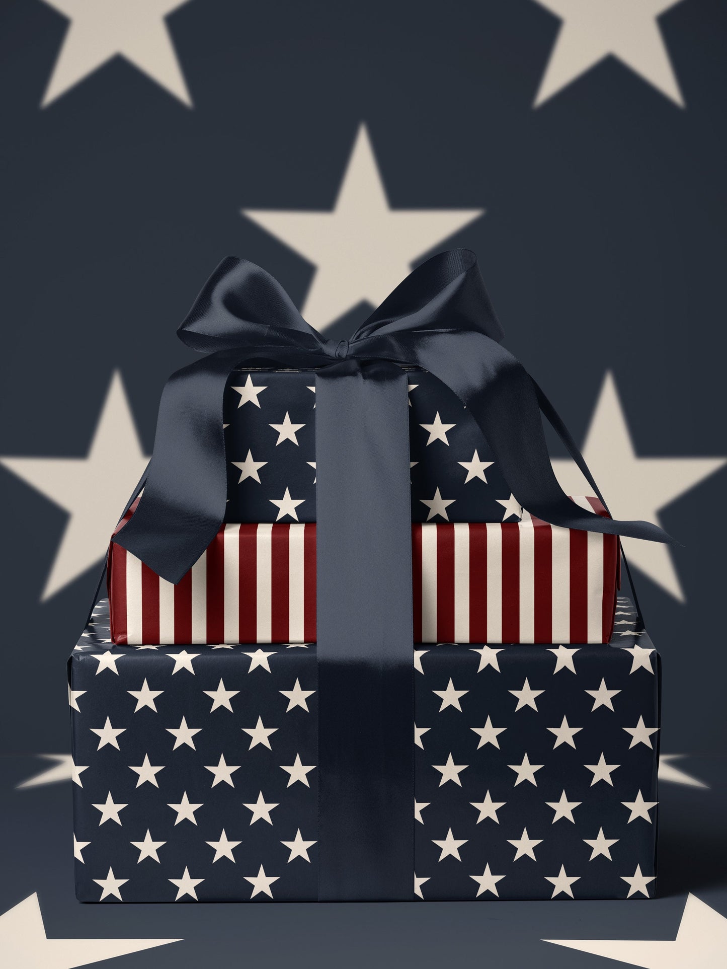 Patriotic Star Gift Wrap Paper 4th of July Decoration Memorial Day Gift Flag Decor Wrapping Paper Roll American Flag Gift for Military