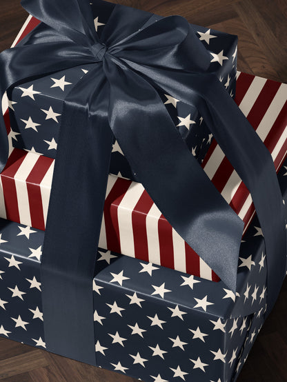Patriotic Star Gift Wrap Paper 4th of July Decoration Memorial Day Gift Flag Decor Wrapping Paper Roll American Flag Gift for Military