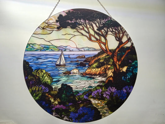 California Coast: Stained Glass Style Window Hanging