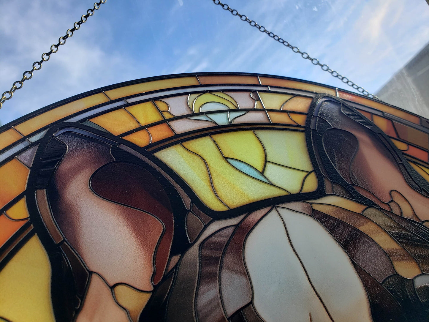 Boston Terrier: Stained Glass Style Window Hanging