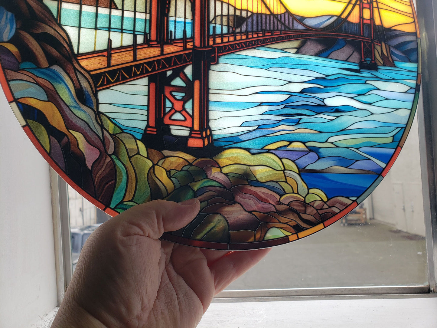 Golden Gate: Stained Glass Style Window Hanging