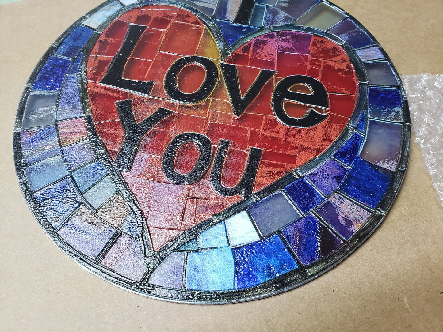 I Love You: Stained Glass Style Window Hanging