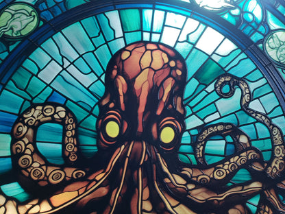 Octopus: Stained Glass Style Window Hanging Made With Real Glass