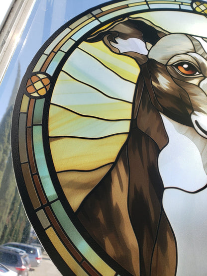 Grey Whippet: Stained Glass Style Window Hanging