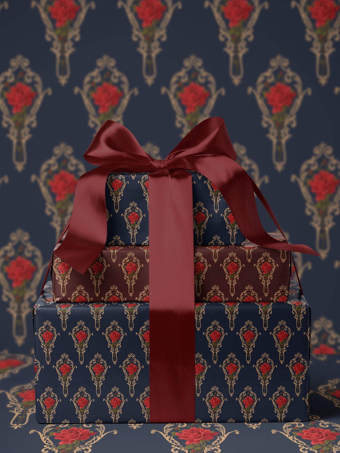 Flower Wrapping Paper Elegant Gift Wrap for Wedding Gift Wrapping Paper Birthday Classic Wrapping Paper Baby Shower Gift Wrap Rose Print