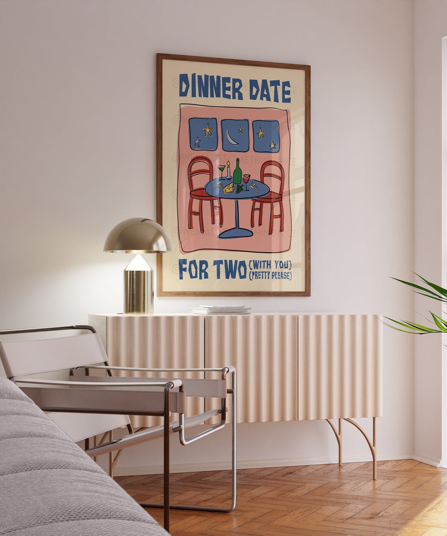 Dinner Date Poster, Trendy Wall Art, Apartment Decor, Retro Wall Art, Coquette Room Decor, Pink Wall Art, Y2K Room Decor, Pink Bow Print