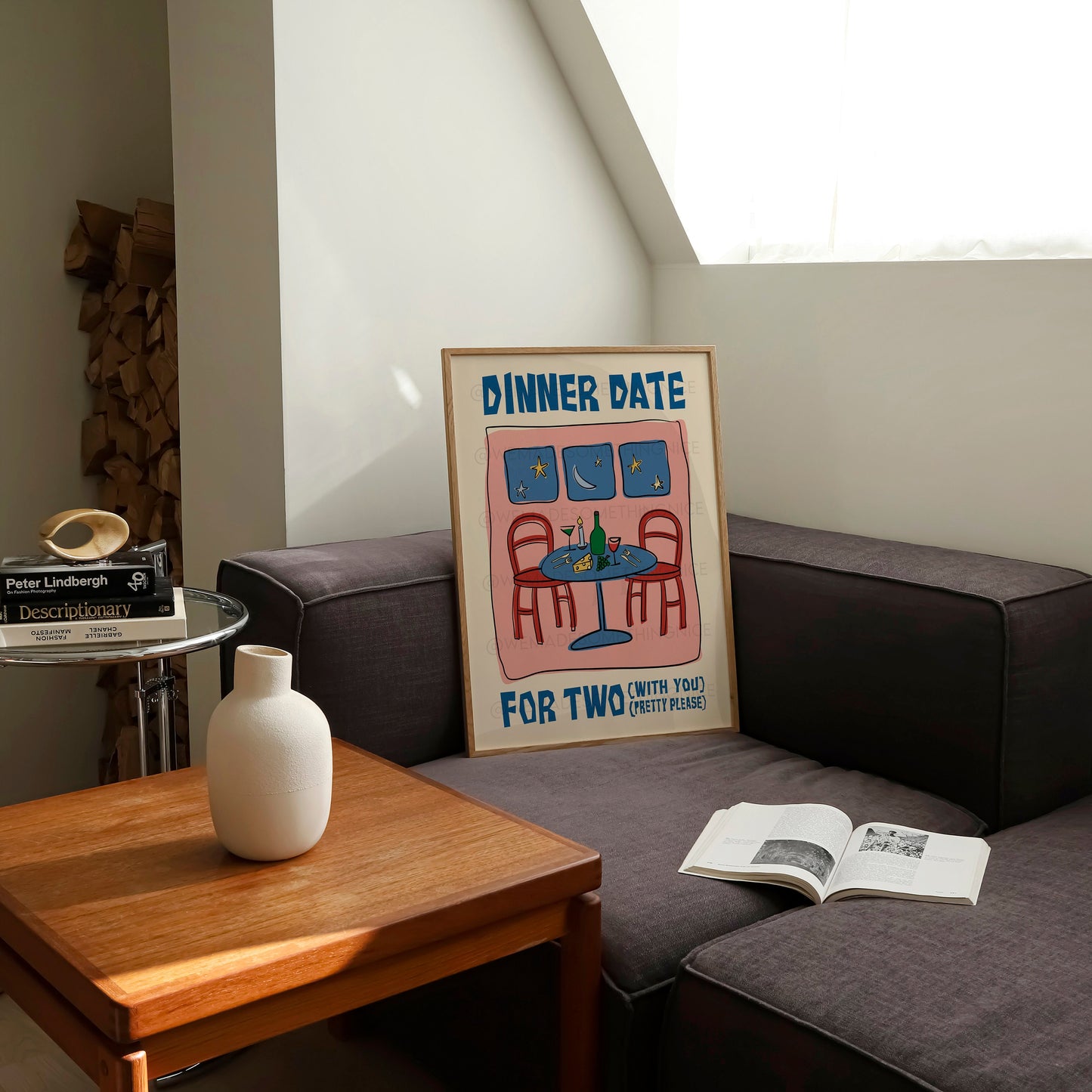 Dinner Date Poster, Trendy Wall Art, Apartment Decor, Retro Wall Art, Coquette Room Decor, Pink Wall Art, Y2K Room Decor, Pink Bow Print